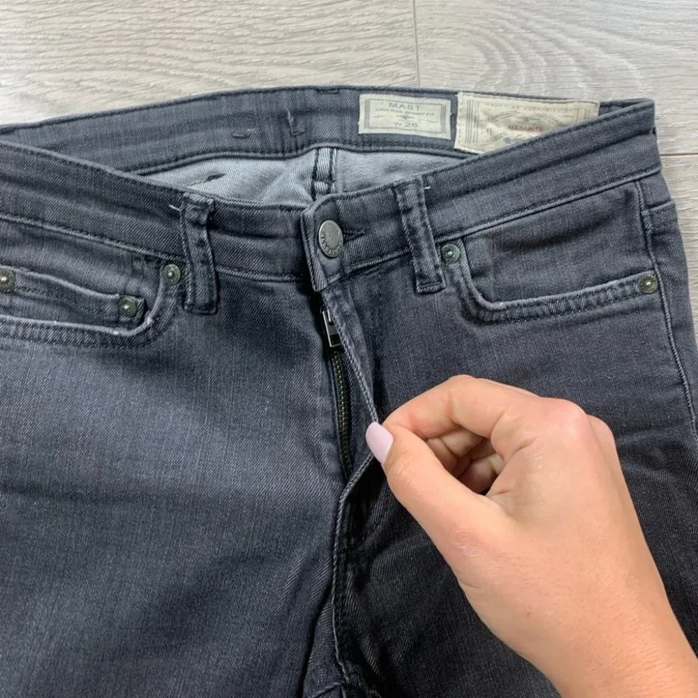 All Saints Mast Low Rise Skinny Vintage Grey Distressed Jeans